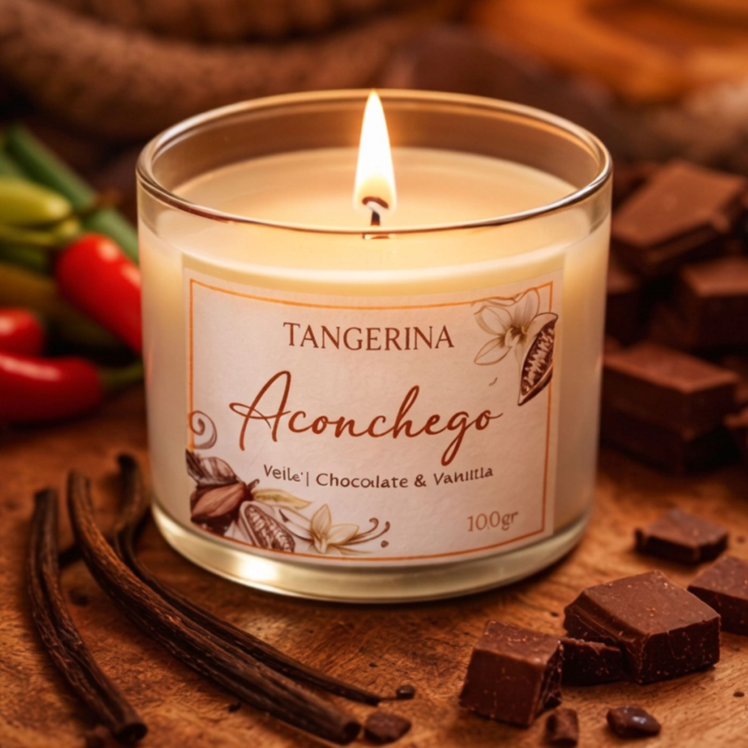 Vela Aromatica Aconchego - Vanilla e Chocolate com Pimenta - Imagem 4